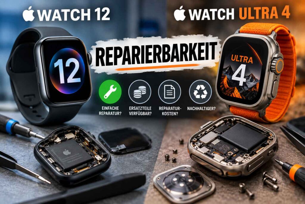 Apple Watch Series 12 und Ultra 4 – Reparierbarkeit, Akkuwechsel und Ersatzteile im Vergleich